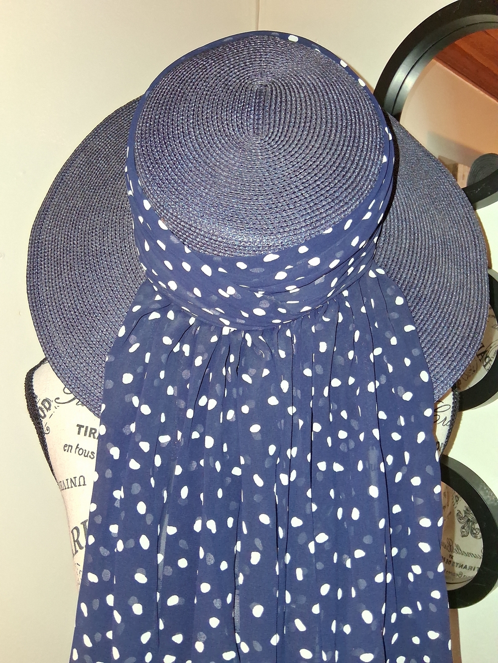 Whittall & Shon Vintage Derby/Church Wide Brim Straw Hat - Picture 9 of 12